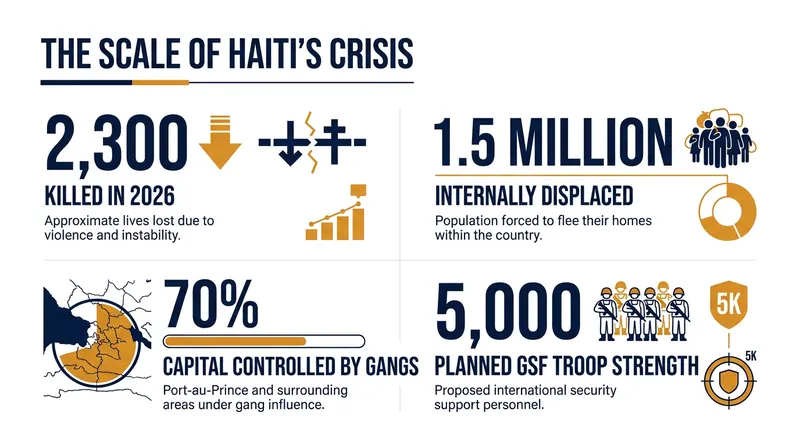 The humanitarian and security toll of Haiti's gang violence in 2026.