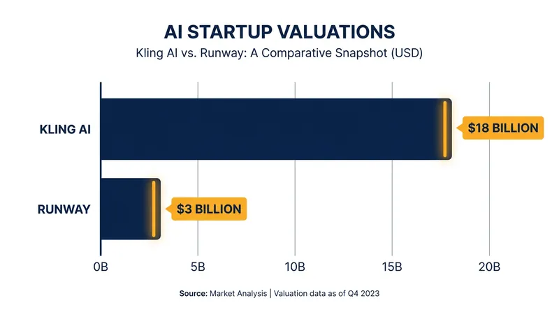 Kling AI's targeted valuation places it significantly higher than Western competitors like Runway.