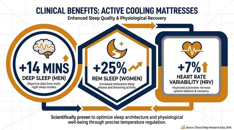 Peer-reviewed studies demonstrate that active temperature regulation physically alters sleep architecture.