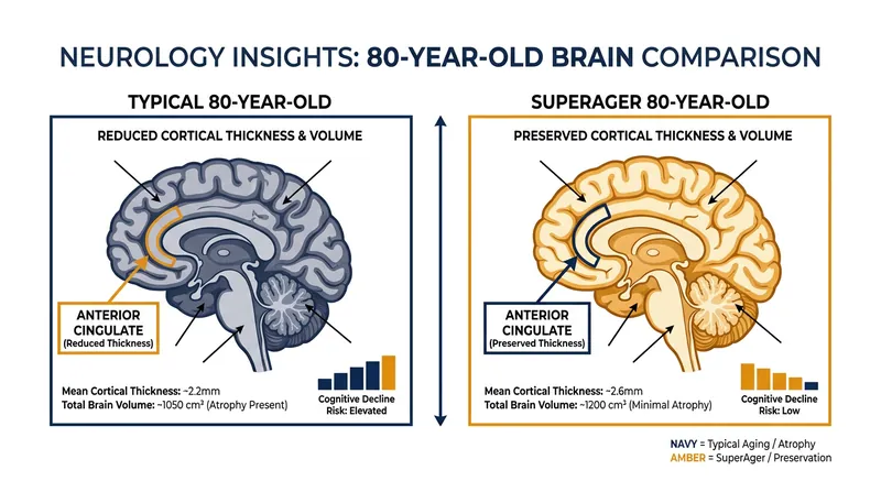 Brain scans reveal that SuperAgers experience significantly less cortical thinning than their peers.