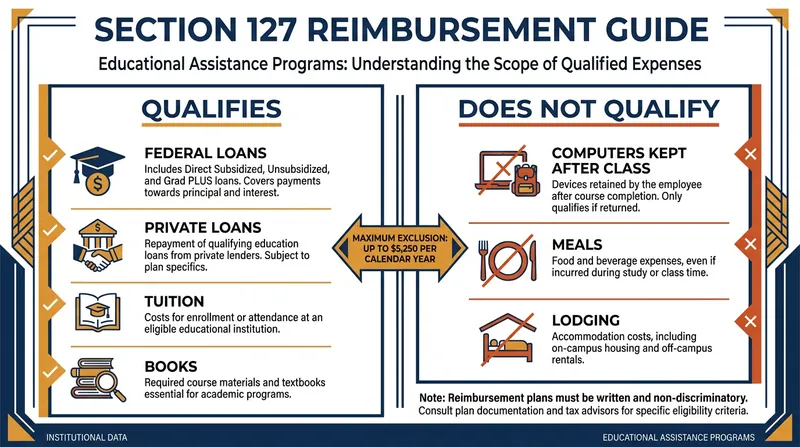 Eligible and ineligible expenses under the IRS Section 127 guidelines.