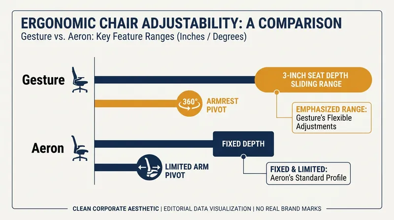 The Gesture offers a wider range of mechanical adjustments, while the Aeron relies on specific sizing.