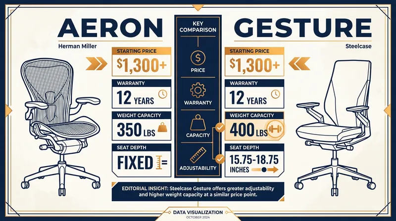A side-by-side look at the baseline specifications for both flagship chairs.