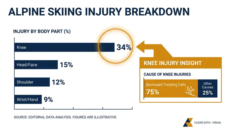 Knee injuries remain the most common severe trauma in alpine skiing.