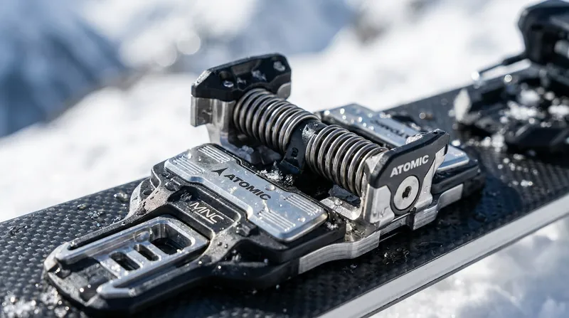 Modern knee-saving bindings incorporate elastic travel to prevent premature ejections during aggressive skiing.
