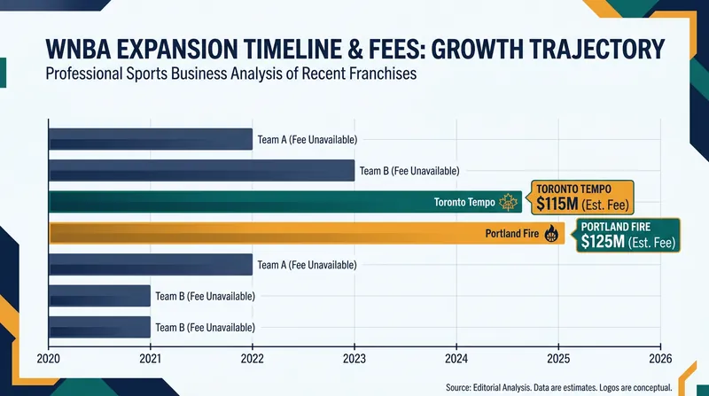 Expansion fees for new WNBA franchises have skyrocketed, reflecting soaring valuations.