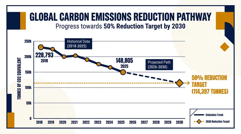 F1's trajectory toward its 2030 goal of a 50% absolute reduction in emissions.