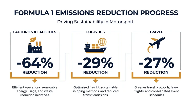 Breakdown of F1's emissions reductions by sector since the 2018 baseline.