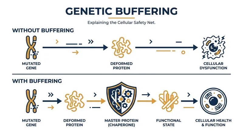 How genetic buffering masks the effects of harmful mutations.