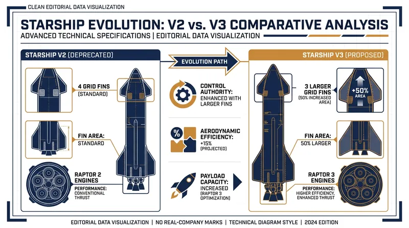 Key structural upgrades introduced on the Super Heavy booster for the V3 architecture.