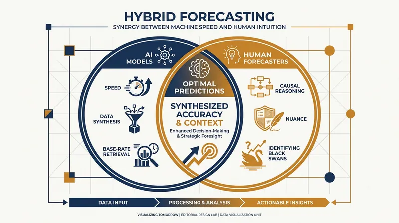 The future of forecasting relies on a hybrid model that combines AI's data synthesis with human causal reasoning.