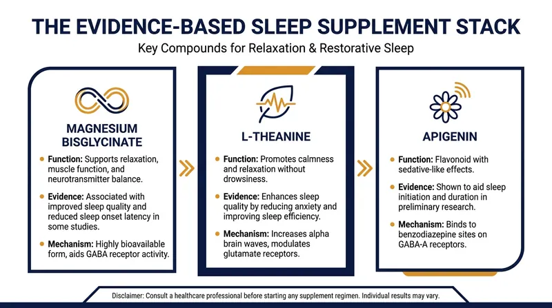 Targeted supplements act as cofactors to support natural sleep pathways, rather than acting as heavy sedatives.