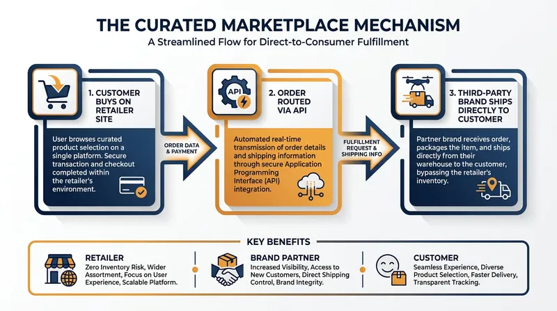 How modern dropshipping allows retailers to sell third-party goods without holding inventory.