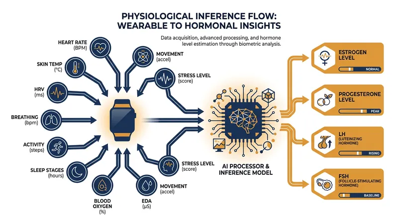 How Clair's AI model translates cardiovascular and thermoregulatory signals into hormonal data.