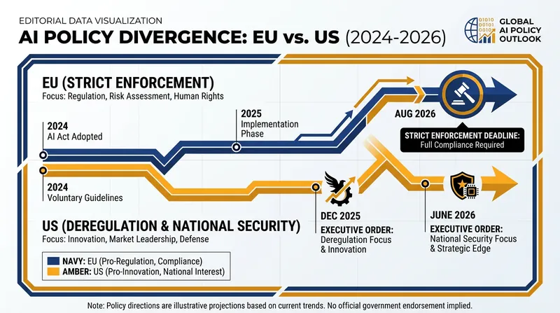 The transatlantic regulatory divide has widened significantly as the 2026 deadlines approach.