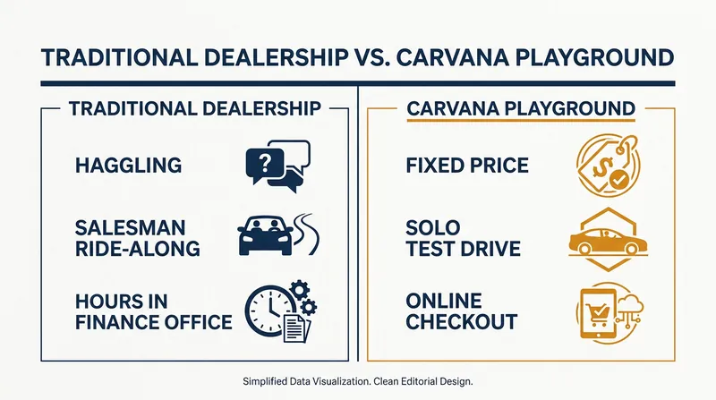The new model strips away the most common friction points of the traditional car-buying experience.