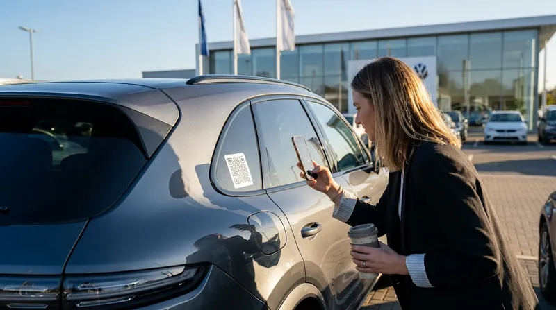 Customers use their smartphones to scan QR codes, instantly accessing transparent pricing and requesting solo test drives.