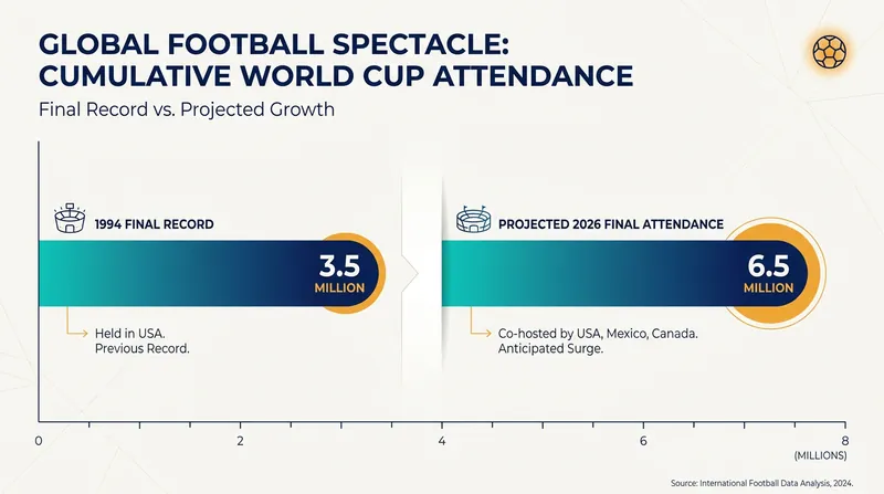 The 2026 tournament is projected to nearly double the all-time cumulative attendance record set in 1994.