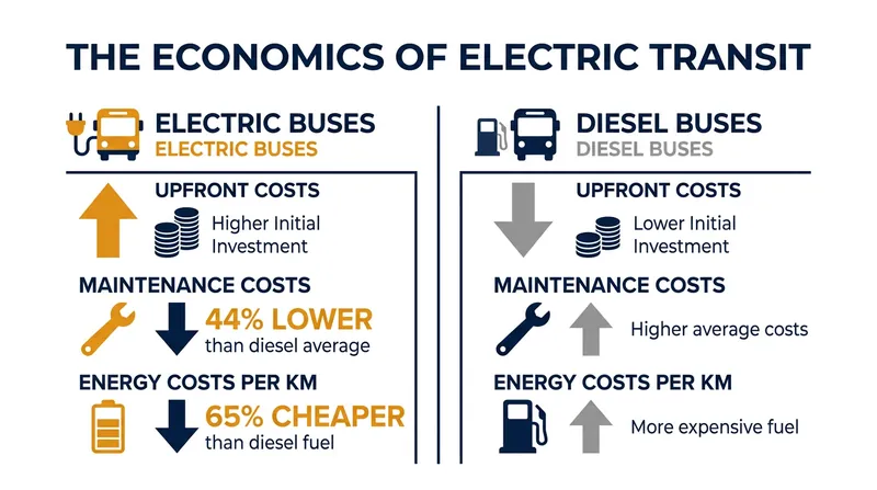 While electric buses carry a higher sticker price, their operational economics heavily favor transit agencies over time.