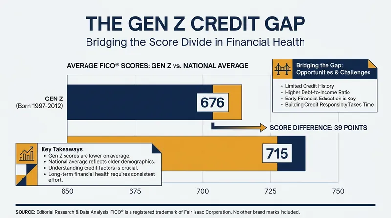 While Gen Z is highly engaged with their finances, their average credit score still trails the national average.