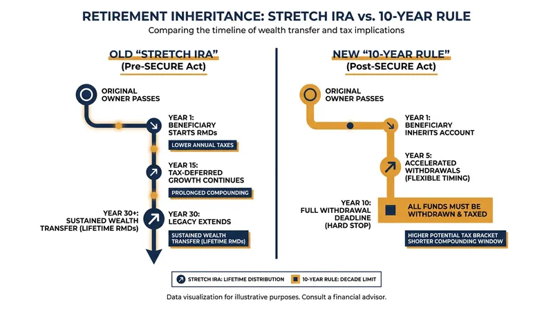 The SECURE Act eliminated the lifetime 'stretch' option for most non-spouse heirs.