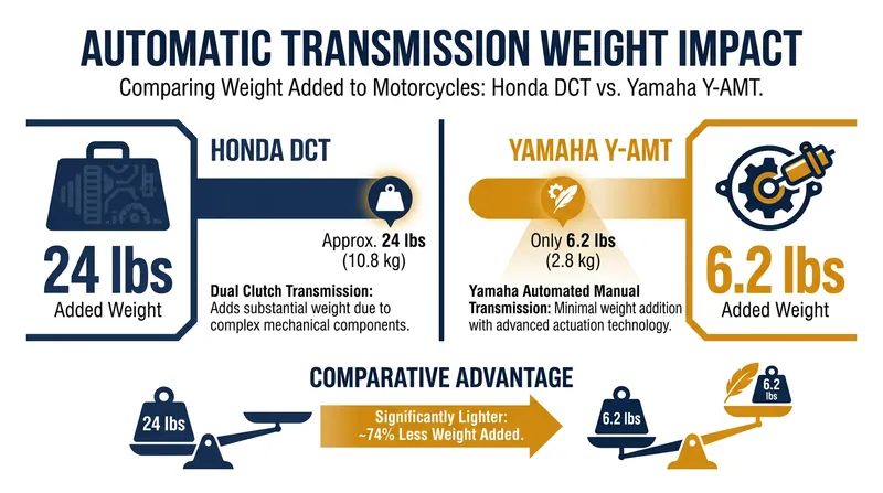 Newer Automated Manual Transmissions (AMT) add significantly less weight than older Dual-Clutch systems.
