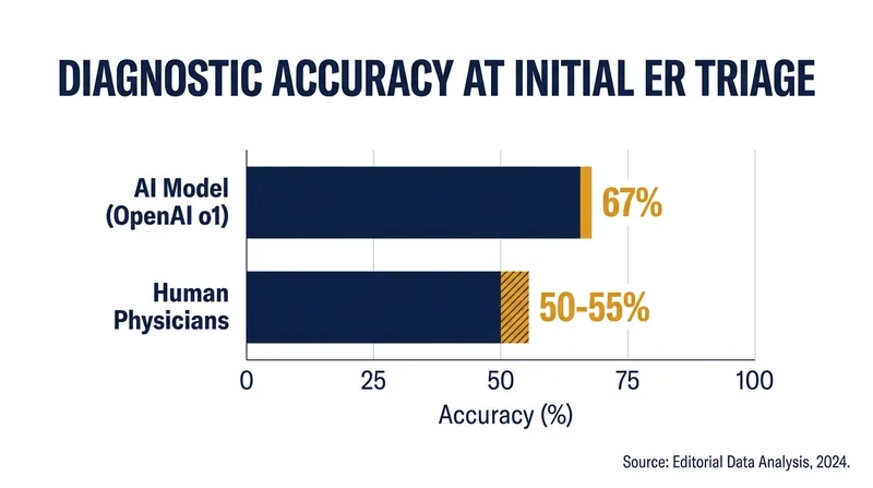 AI significantly outperformed human doctors during the initial triage stage, when information is most scarce.