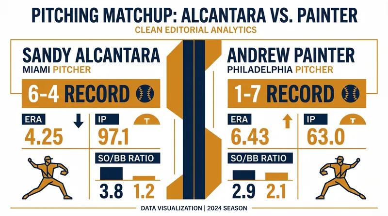 Wednesday's pitching matchup features Miami's veteran ace against Philadelphia's struggling young prospect.