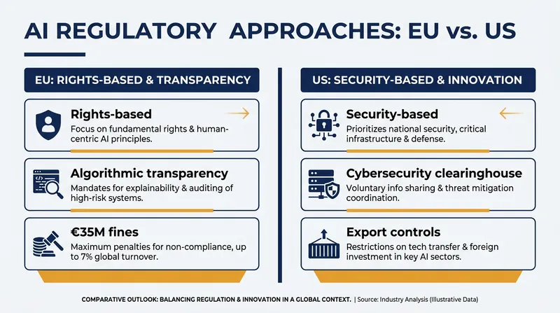 The fundamental divergence between European and American AI governance.