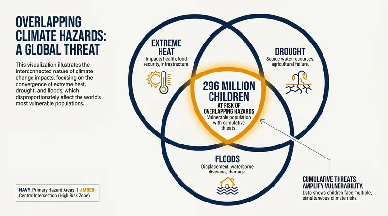 Nearly 300 million children live in regions simultaneously exposed to the compounding threats of extreme heat, drought, and prolonged heatwaves.
