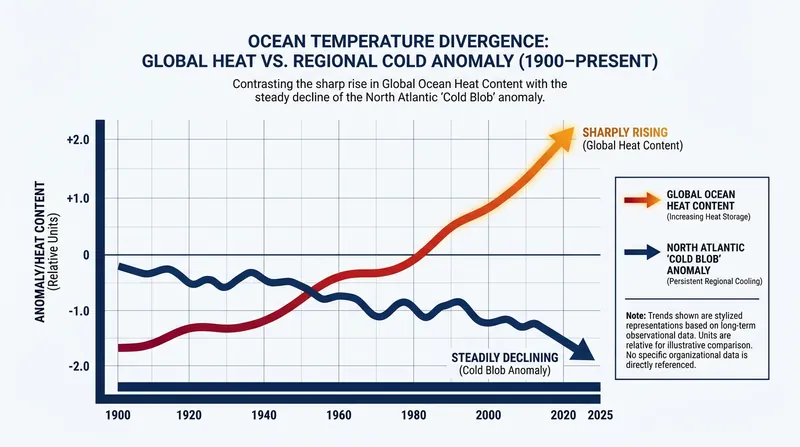 While the global ocean rapidly warms, the subpolar North Atlantic has cooled by roughly 1°C since 1900.