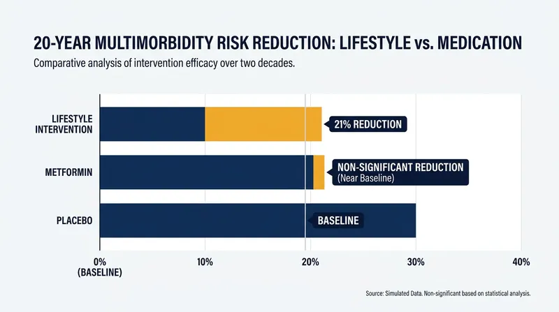 Lifestyle interventions significantly outperformed medication in preventing the accumulation of multiple chronic conditions.
