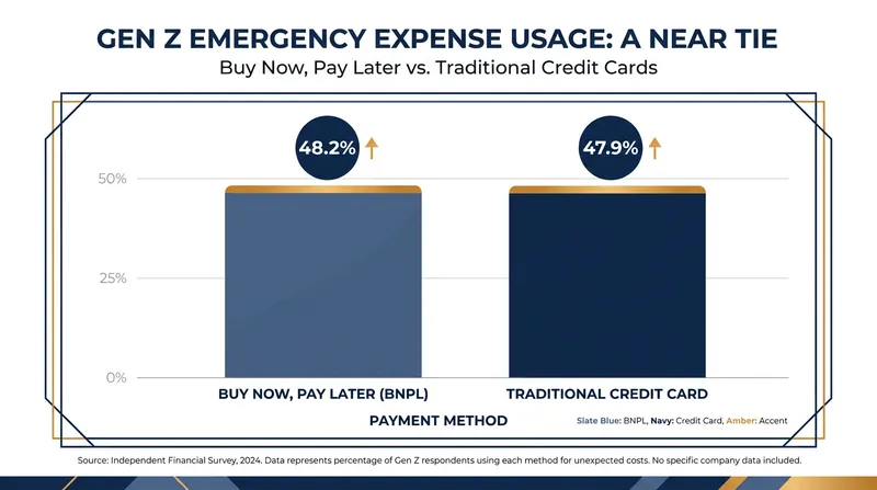 Nearly half of Gen Z consumers rely on Buy Now, Pay Later for emergencies, creating a shadow credit system that doesn't report positive payments.