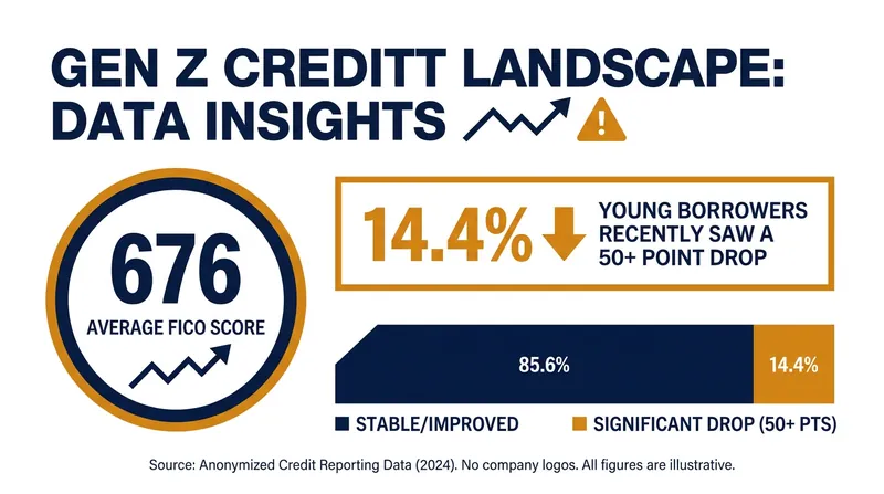 Gen Z currently holds the lowest average credit score of any generation, heavily impacted by the resumption of student loan payments.