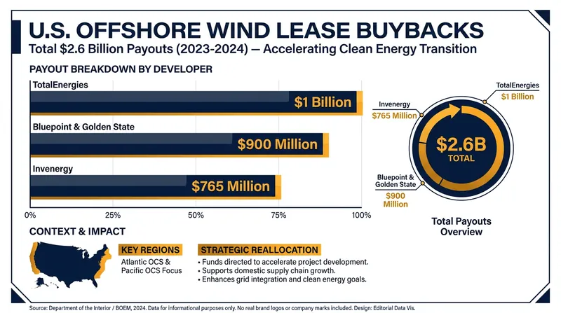 Federal funds spent in 2026 to buy back offshore wind leases from energy developers.