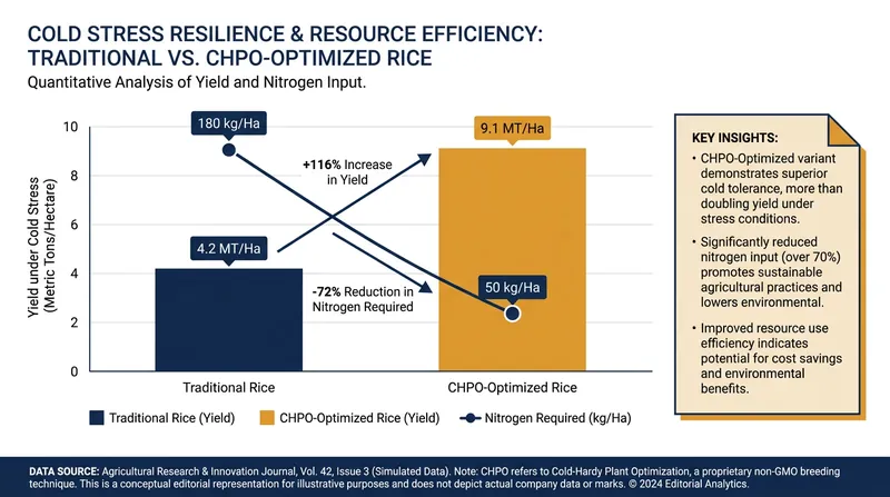 Projected performance of CHPO-optimized rice under environmental stress.