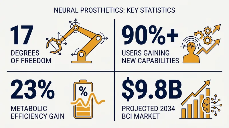 Clinical and market data reflect the rapid advancement of neuro-prosthetic technology.