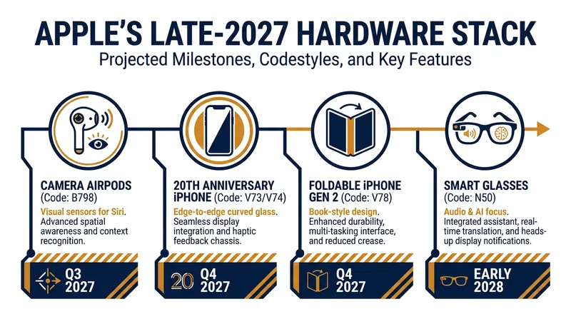 The anticipated late-2027 product wave represents a major shift toward ambient computing.