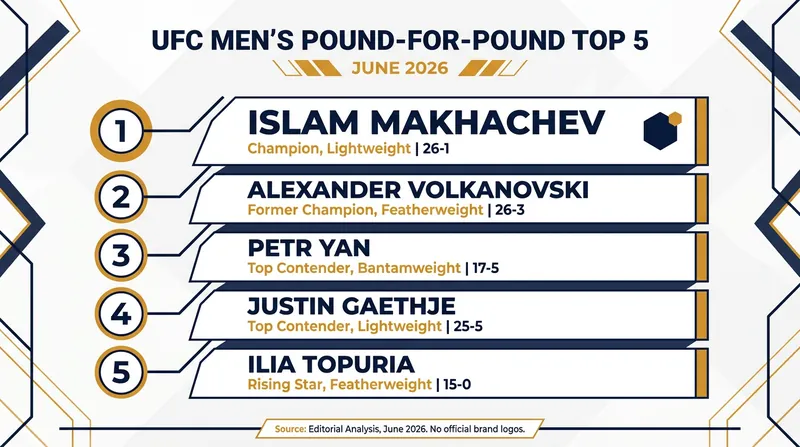 The updated men's pound-for-pound rankings reflect the recent shakeups in the lightweight and welterweight divisions.