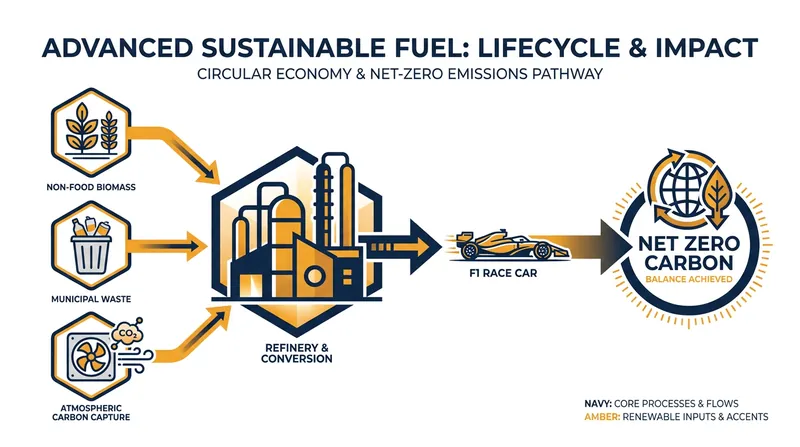 F1's drop-in synthetic fuels are manufactured from waste and captured carbon, releasing no new fossil carbon into the atmosphere.