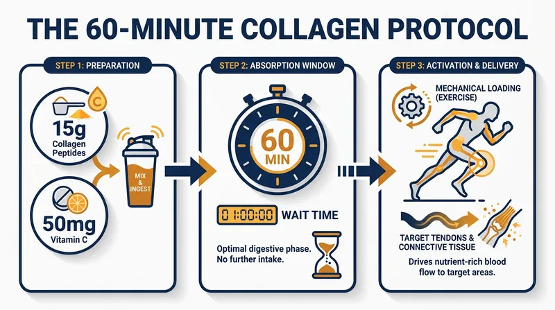 The evidence-based protocol relies on precise timing to deliver amino acids when tendons are most receptive.