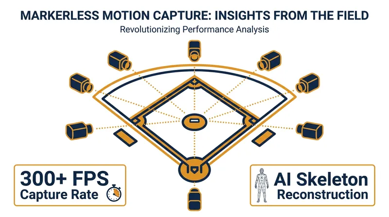 In-stadium camera arrays capture hundreds of frames per second to reconstruct a pitcher's exact movements.