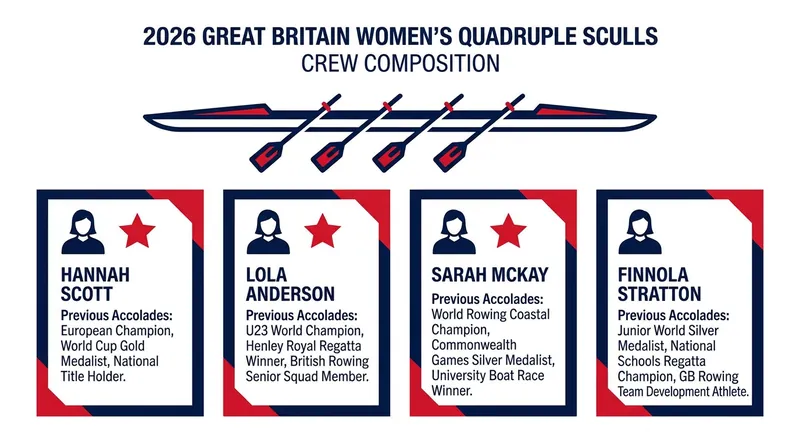 The rebuilt Great Britain women's quadruple sculls lineup features a mix of Olympic champions and rising stars.