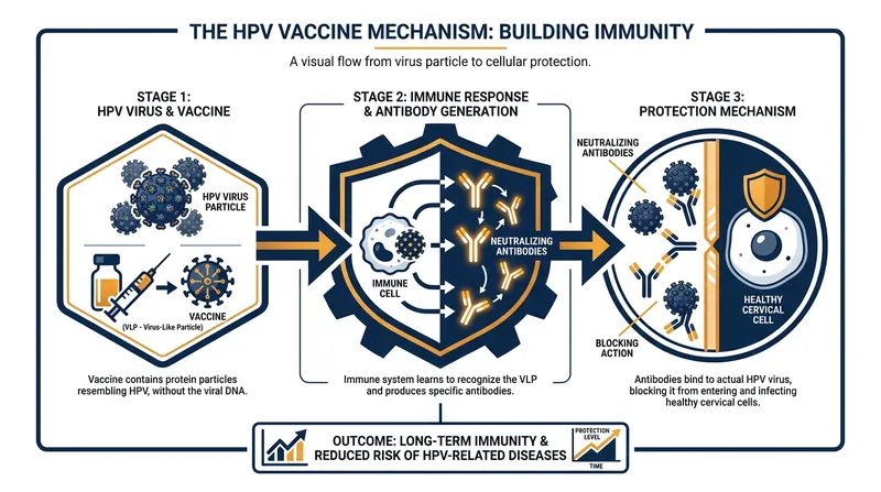How the bivalent HPV vaccine neutralizes high-risk viral strains before they can alter cervical cells.