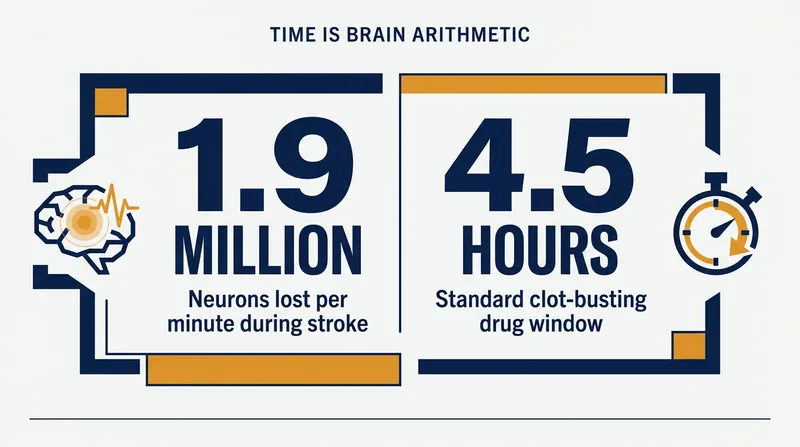 The brutal arithmetic of an untreated ischemic stroke.