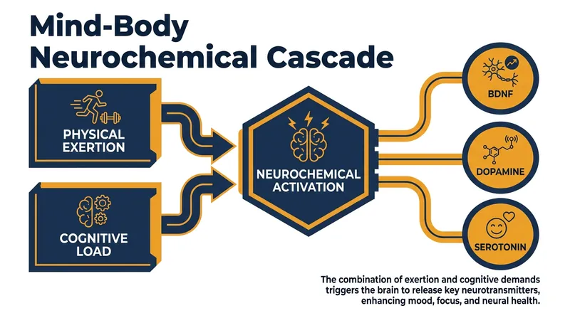 The combination of physical exertion and complex learning triggers the release of BDNF, a crucial protein for memory consolidation.