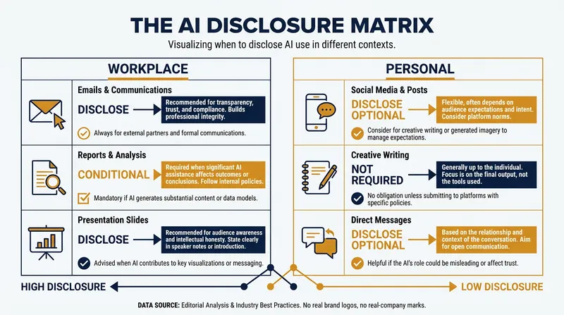 Guidelines for when to disclose the use of generative AI in daily communications.