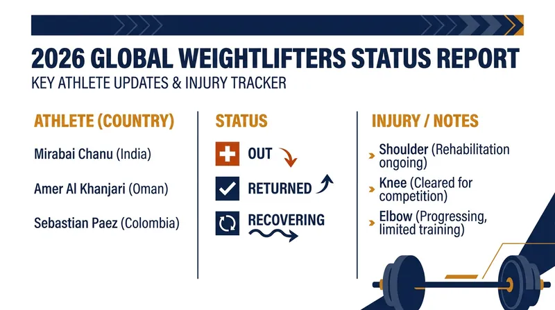 Key injury statuses ahead of the 2026 IWF World Championships.
