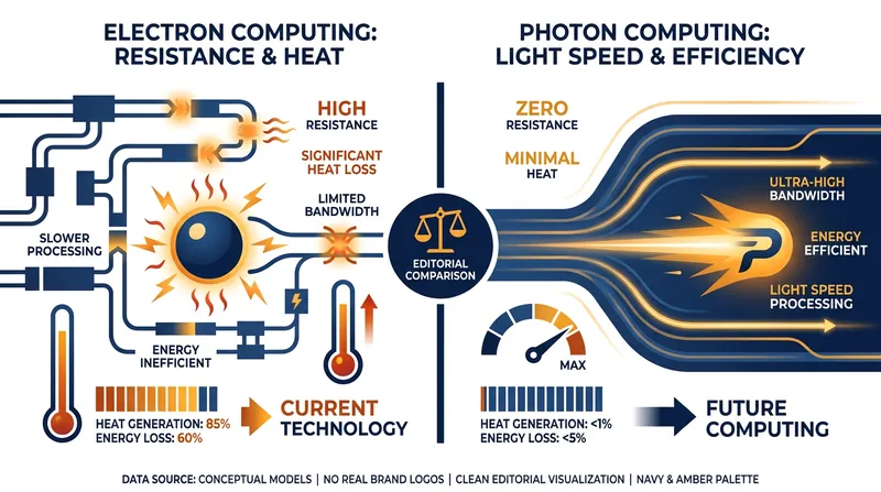 Photons generate virtually no heat compared to electrons, offering a solution to AI's thermal bottleneck.