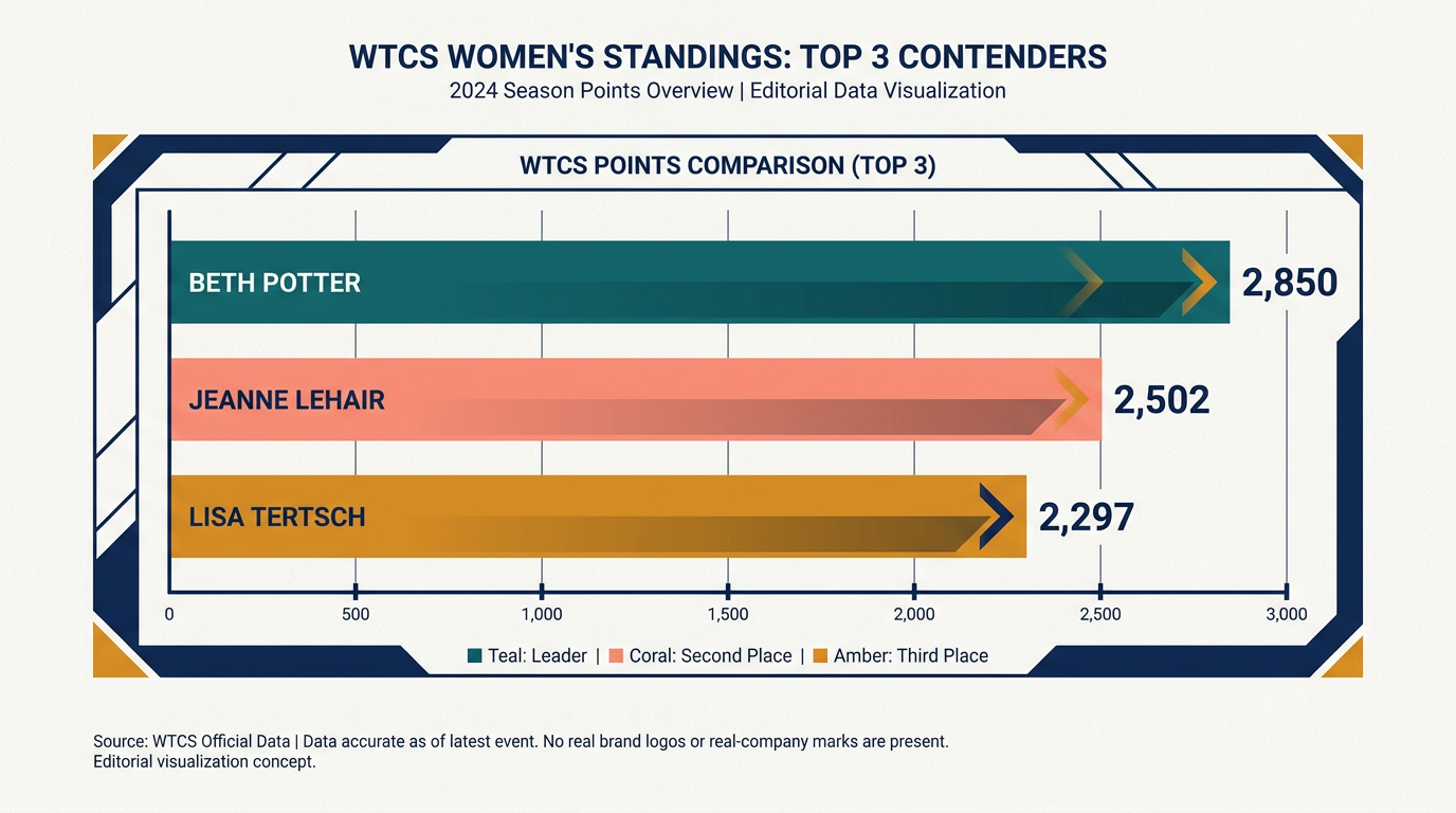 Beth Potter maintains a narrow lead over Jeanne Lehair in the women's overall standings.